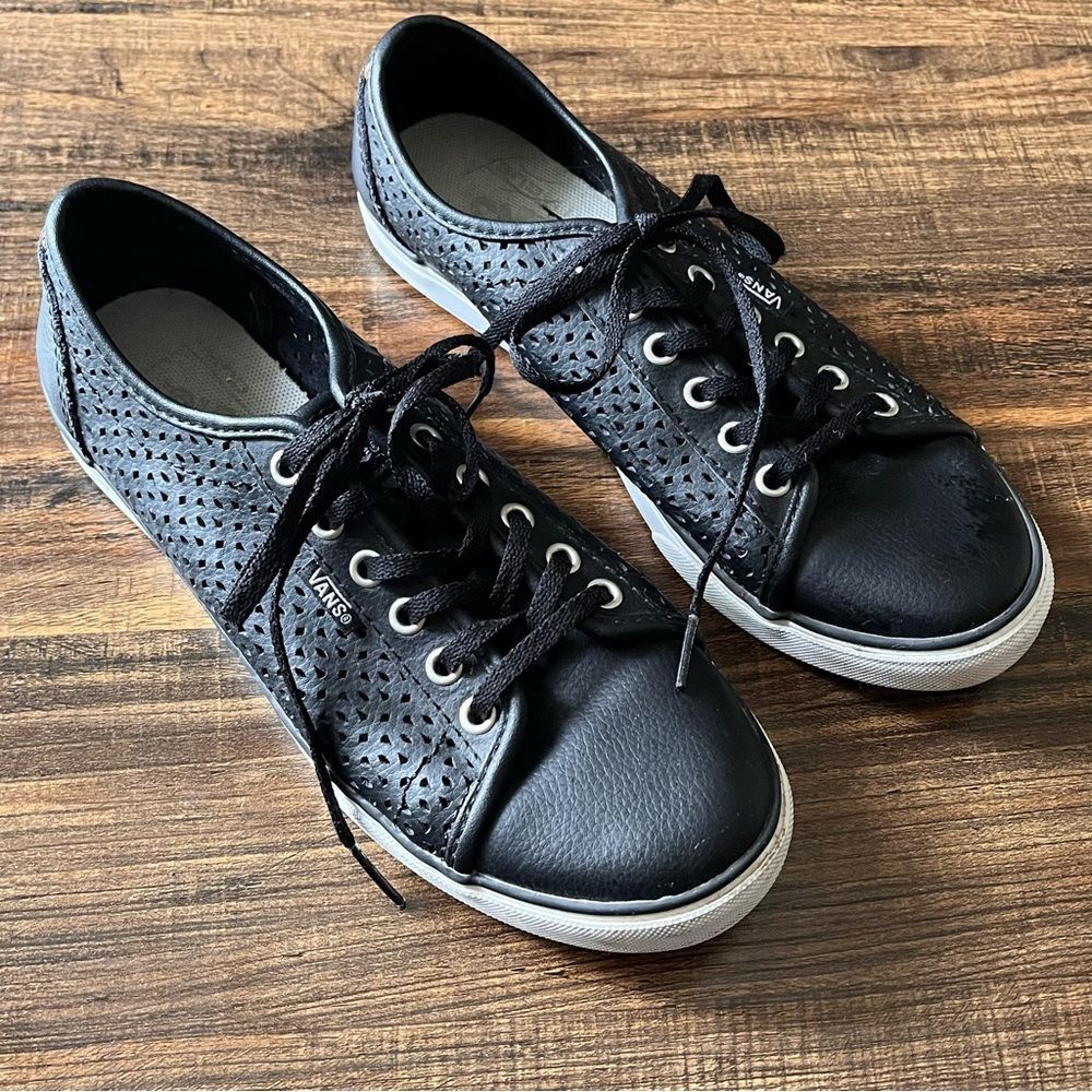 Vans OTW Black Perforated Leather Low Top Lace-Up Sneakers Shoes Size 6.5